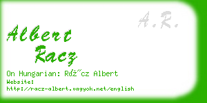 albert racz business card